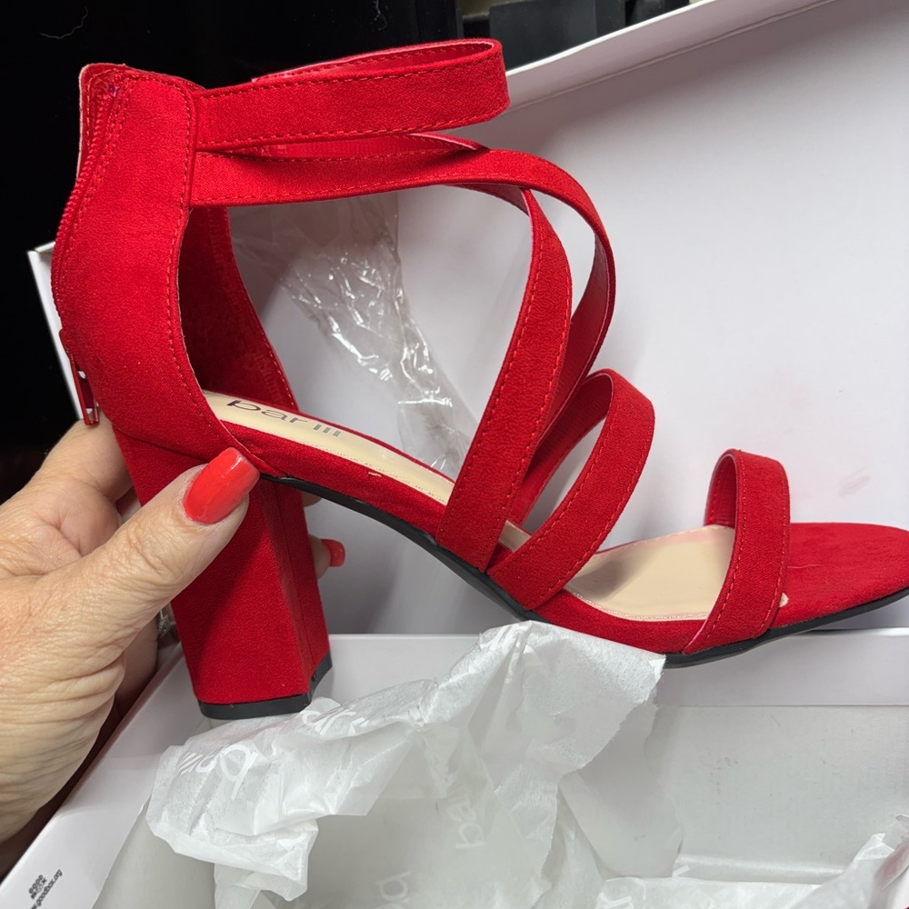 Red Strappy Heeled Sandals